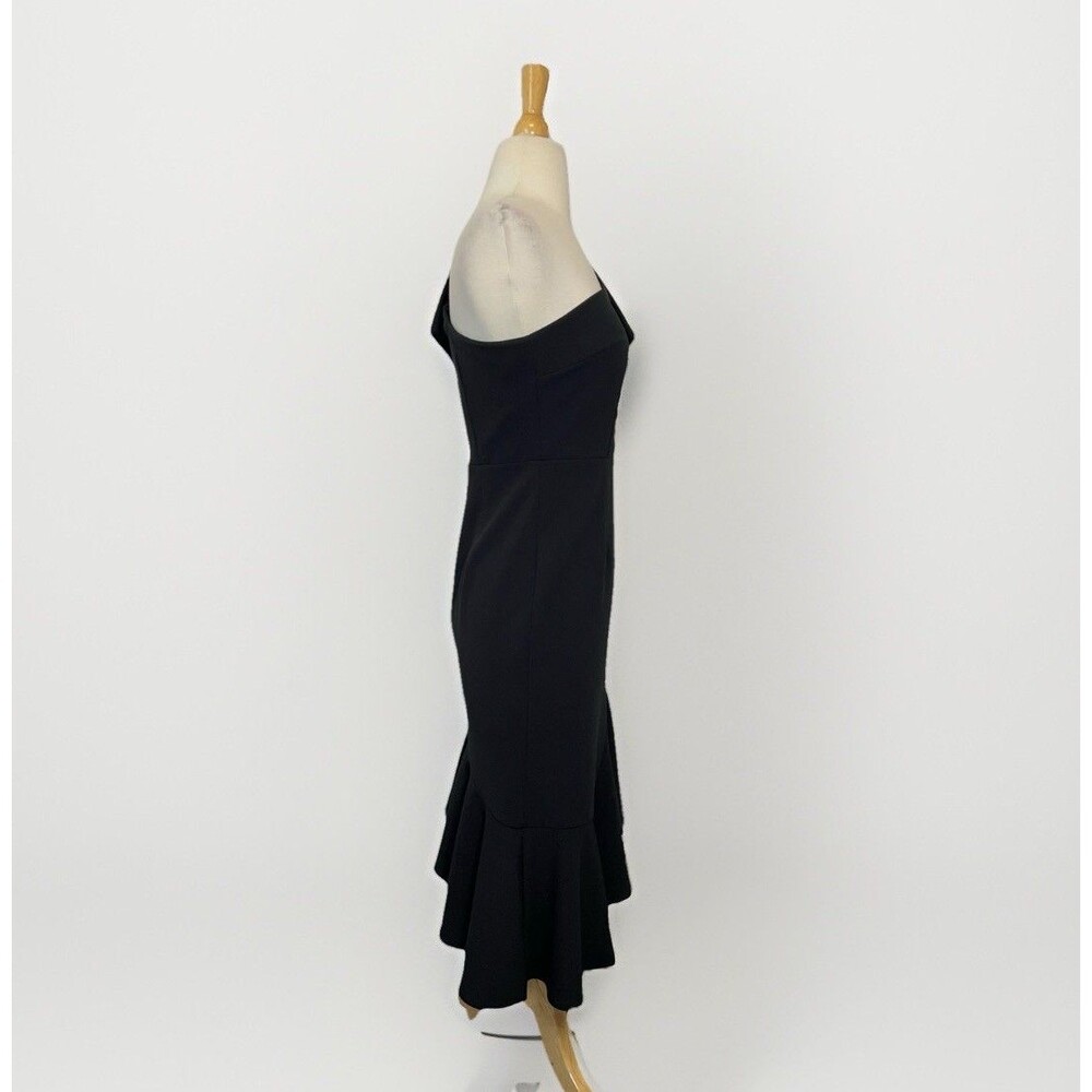 Saints + Secrets Black Asymmetrical One Shoulder Bow Cocktail Dress Size M - Picture 3 of 8